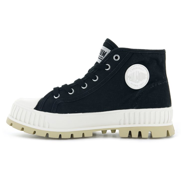 Palladium Pallashock Mid OG High Tops Women's Sneakers Black | UK D652-ICA